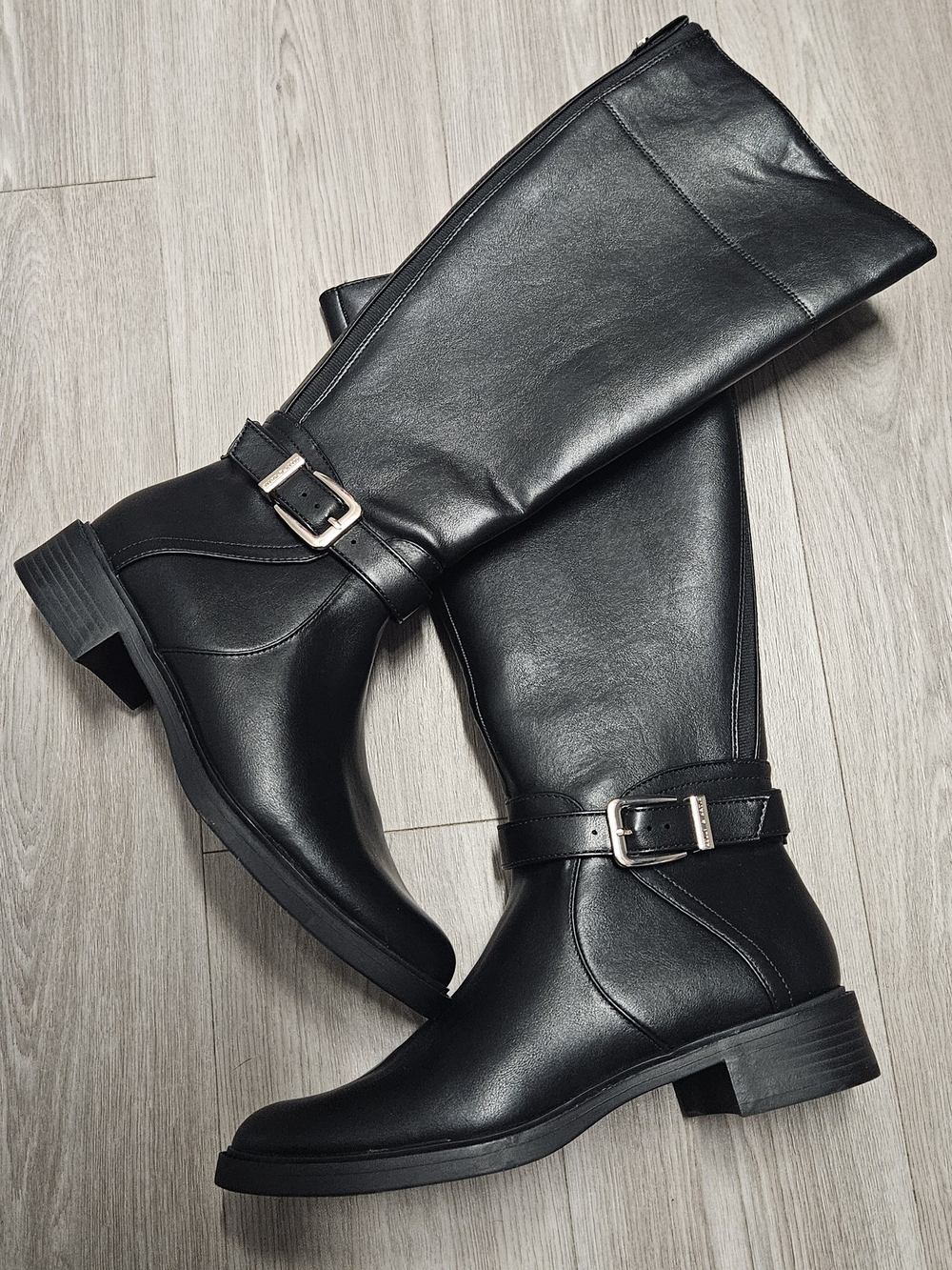 Kelly & Katie Black Tall Buckle Riding Booties